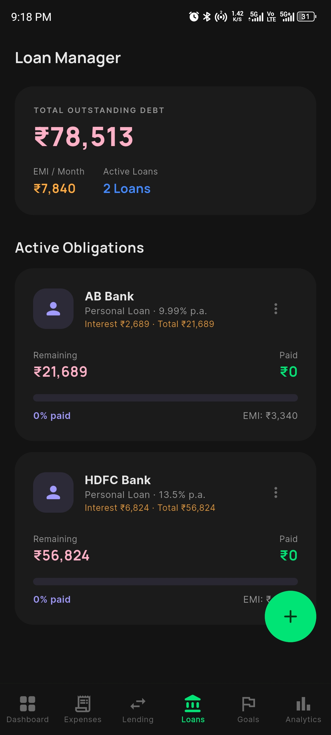 Arthika AI loan manager screenshot